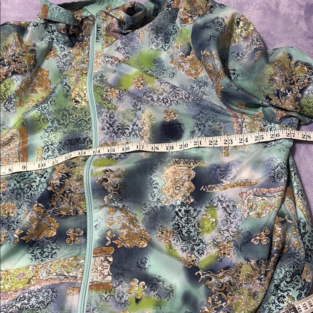 Koret Sport Vintage Y2K Zip Up Jacket 2X Baroque Watercolor Print Windbreaker - Picture 5 of 6